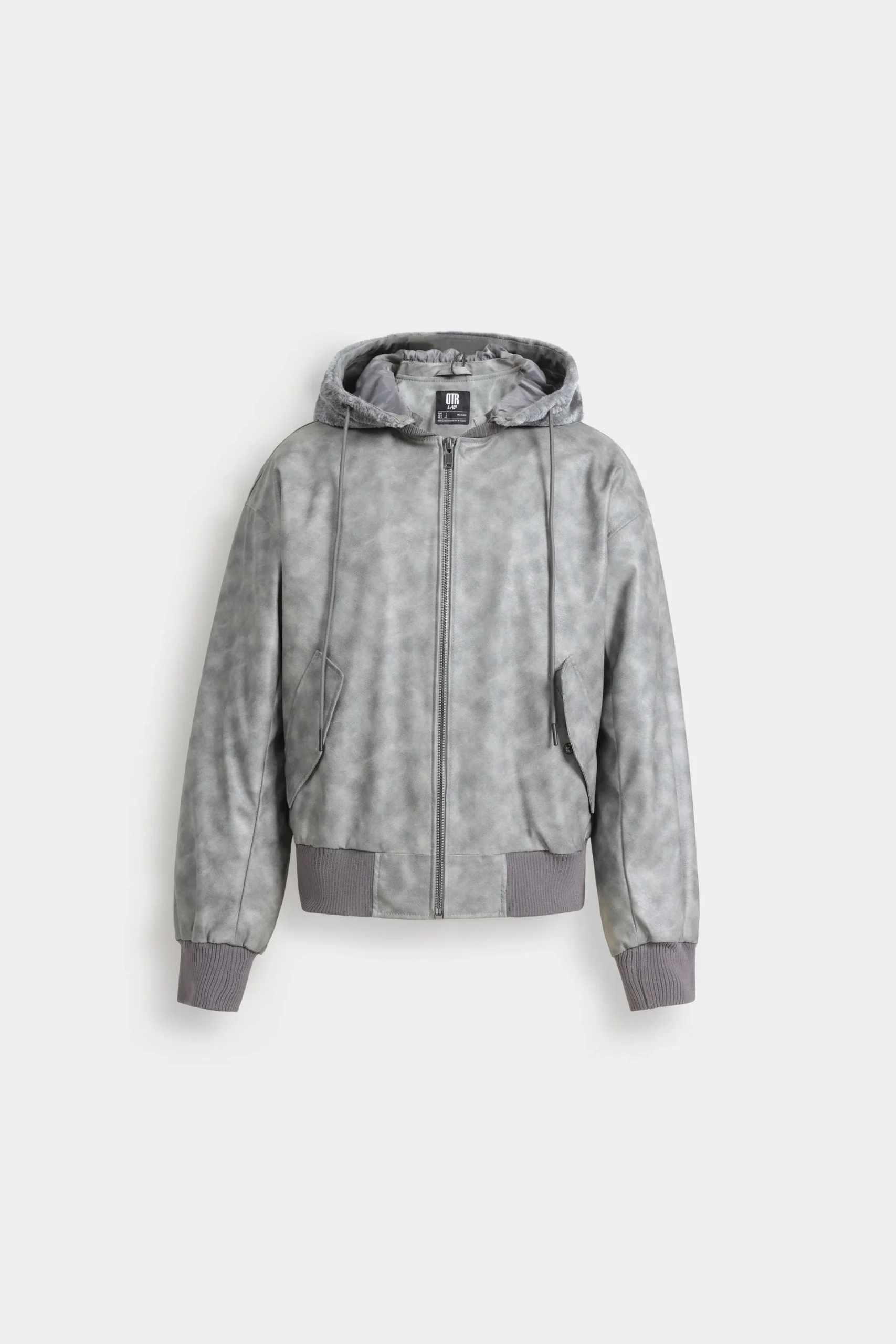 Washed-Out Faux Leather Jacket