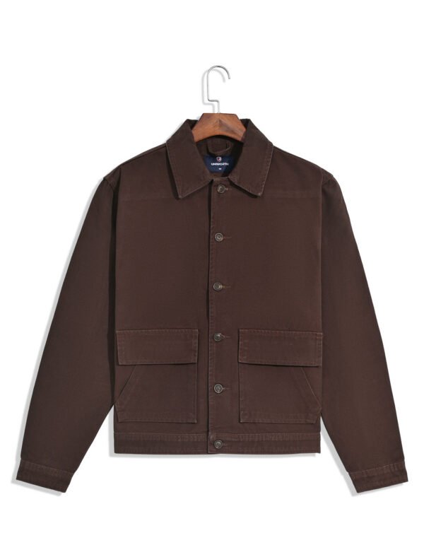 Brown Plain Button-up Chore Jacket