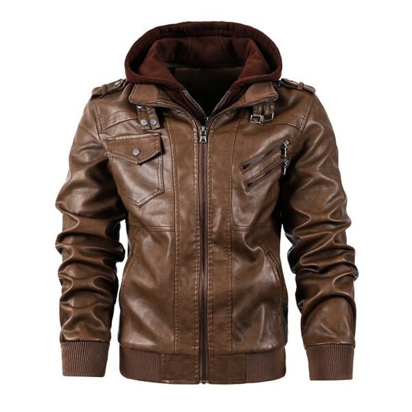 Men’s Hooded Faux Leather